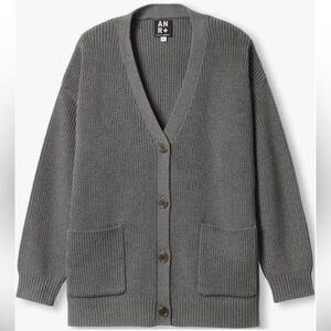 Alp-n-Rock Sam Gray Ribbed Organic Cotton Chunky Oversized Cardigan Sweater